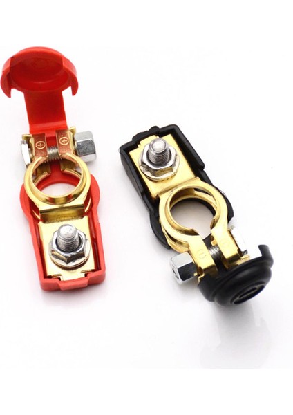 Çift Araba Kırmızı ve Siyah Pil Kazık Kafa Evrensel Negatif Pozitif Otomatik Akü Kablo Terminali Üst Direk Kelepçesi Arabalar ve Kamyon Aksesuarları Için Jessica (Yurt Dışından)