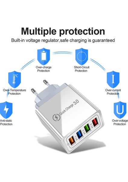 [etop]4u Hızlı Şarj 3.0 USB Şarj Cihazı iPhone Samsung Huawei Xiaomi Android 4-Ports Cep Telefonu Evrensel Hızlı Şarj Duvar Adaptörü (Yurt Dışından) fırsatları