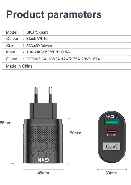 Elough 65W Galyum Nitrür USB Şarj Aleti Qc3.0 Pd Akıllı Hızlı Şarj Cep Telefonu Şarj Kafası Dizüstü Evrensel Hızlı Gan Şarj Adaptörü (Yurt Dışından) fırsatları