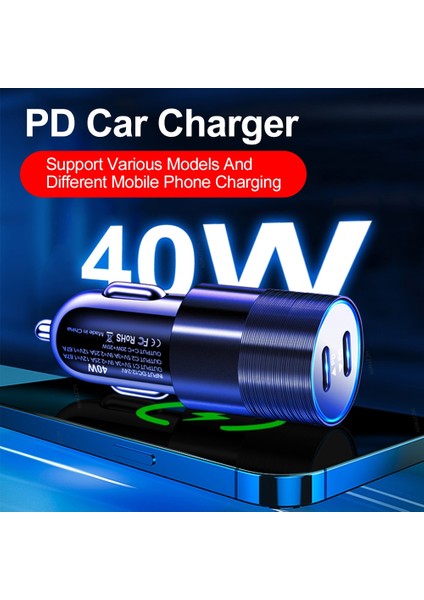 68W Çift USB Tip C Araç Şarj Cihazı Metal Otomatik Pd Şarj Adaptörü Hızlı Şarj USB C Şarj Cihazı Arabada Cep Telefonu Için iPhone 13 12 Için (Yurt Dışından) modelleri