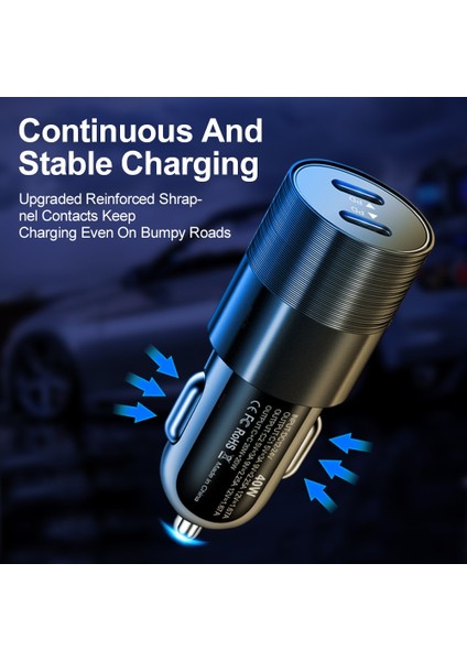 68W Çift USB Tip C Araç Şarj Cihazı Metal Otomatik Pd Şarj Adaptörü Hızlı Şarj USB C Şarj Cihazı Arabada Cep Telefonu Için iPhone 13 12 Için (Yurt Dışından) fırsatları