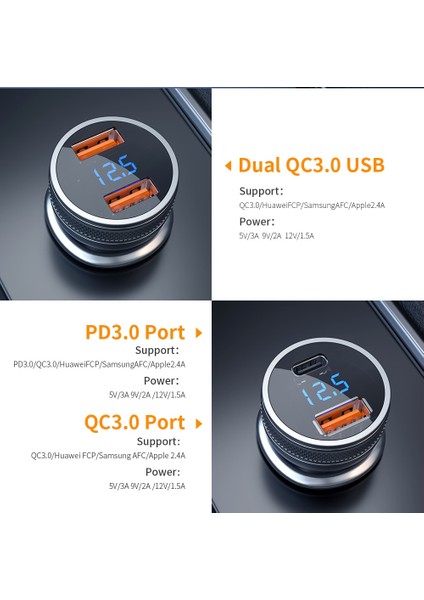 Essager Mini 36W USB Araç Şarj Cihazı Hızlı Şarj 3.0 Şarj Cihazı iPhone 14 13 Samsung Xiaomi USB Tip C Hızlı Araba Şarjı Şarj Cihazı (Yurt Dışından) fiyatları