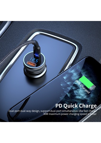 Essager Mini 36W USB Araç Şarj Cihazı Hızlı Şarj 3.0 Şarj Cihazı iPhone 14 13 Samsung Xiaomi USB Tip C Hızlı Araba Şarjı Şarj Cihazı (Yurt Dışından) fırsatları