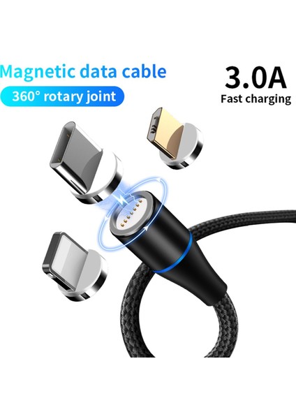 3A Manyetik Mikro USB Kablosu Motorola Moto Edge X30 Lg Hızlı Şarj Veri Kablosu Kablosu Mıknatıs Şarj Cihazı USB Tipi C 1 M Telefon Kablosu (Yurt Dışından)
