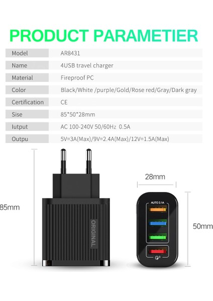 USB Şarj Aleti Hızlı Şarj Cihazı Hızlı Şarj 3.0 iPhone 14 13 12 Pro Max Xiaomi Mi Huawei Samsung Cep Telefonu Şarj Adaptörü (Yurt Dışından) indirimleri