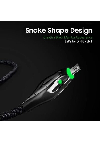 Mikro USB Kablosu Şarj Kablosu 3A Hızlı Şarj Cihazı Siyah Mamba LED Göstergesi Samsung Huawei Kablosu Için Xiaomi Telefon Aksesuarları (Yurt Dışından) indirimleri