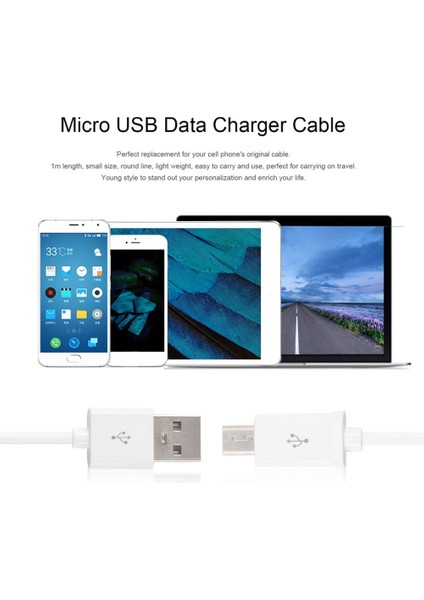 1m 3ft Yuvarlak V8 Usb'den Mikro Usb'ye Samsung Beyaz Için Kaliteli Şarj Veri Kablosu (Yurt Dışından) fırsatları