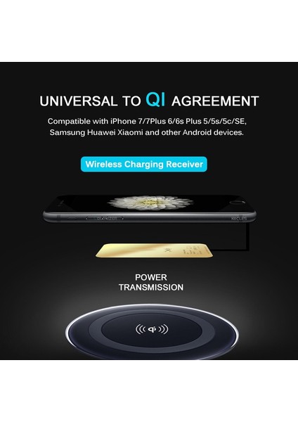 Qi Kablosuz Şarj Alıcısı iPhone 7 6 S Artı 5 S Mikro USB Tip C Evrensel Hızlı Kablosuz Şarj Cihazı Samsung Huawei Xiaomi (Yurt Dışından) modelleri
