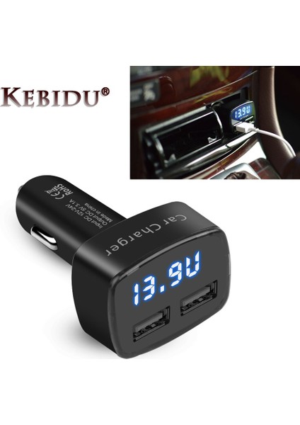 In 1 Çift USB Araç Şarj Cihazı Dc 5 V 3.1A Evrensel Telefon Şarj Cihazı Gerilim/sıcaklık/akım Metre Test Cihazı Adaptörü LED Ekran (Yurt Dışından)