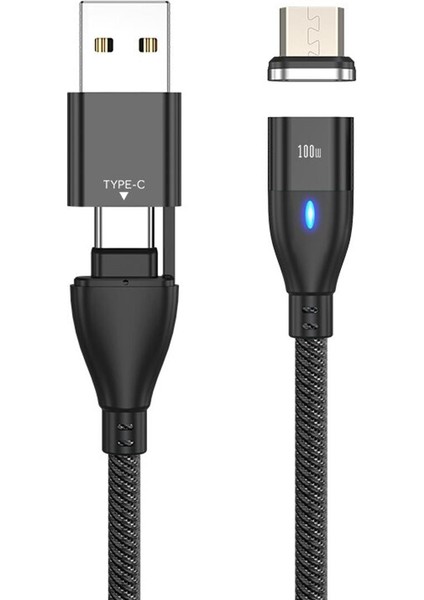 6 In 1 100 W Pd Hızlı Şarj Kablosu USB C Tip C Mikro Manyetik Veri Kabloları iPhone Için Macbook Dizüstü Bilgisayar Için Şarj Kablosu (Yurt Dışından)