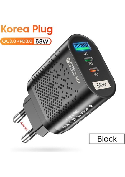 Olaf 58W USB C Şarj Cihazı Hızlı Şarj Kore Fiş Tipi-C Pd Qc3.0 Cep Telefonu Şarj Adaptörü iphone Samsung Huawei Xiaomi (Yurt Dışından)