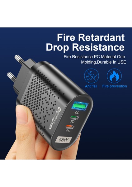 Olaf 58W USB C Şarj Cihazı Hızlı Şarj Kore Fiş Tipi-C Pd Qc3.0 Cep Telefonu Şarj Adaptörü iphone Samsung Huawei Xiaomi (Yurt Dışından) modelleri