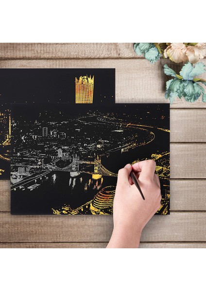 Dıy Kazıma Boyama 40.5X28.5 cm Dünyaca Ünlü Şehir Binası Gece Görüş Sihirli Sanat Kazı Kazan Kağıt Çocuk Çizim Oyuncak Dekorasyon (Yurt Dışından) fırsatları