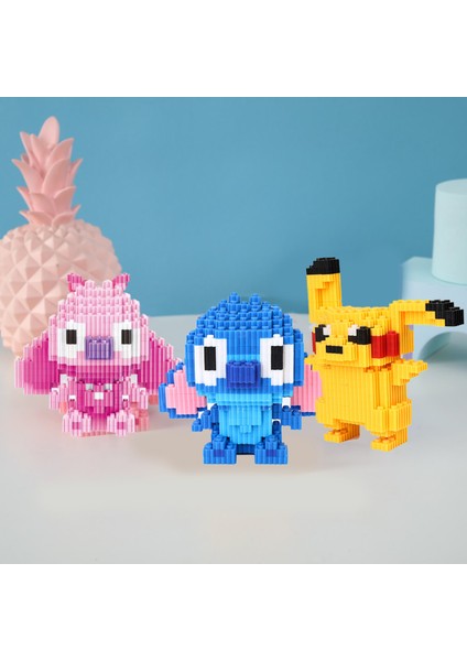 Childrenworld Dıy Yapı Taşları Dikiş Pikachus Karikatür Figürü Mikro Tuğla Dıy Montaj Oyuncak (Yurt Dışından)