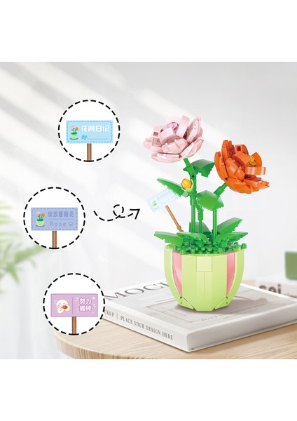 Çiçek Yapı Oyuncak Dıy Mini Bonsai Yapı Taşları Çiçek (Yurt Dışından)