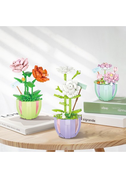 Çiçek Yapı Oyuncak Dıy Mini Bonsai Yapı Taşları Çiçek (Yurt Dışından)