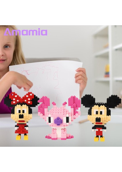 Amamia Dıy Yapı Taşları Mickey-Mouse Erkek Kız Dıy Montaj Yapı Taşları (Yurt Dışından)