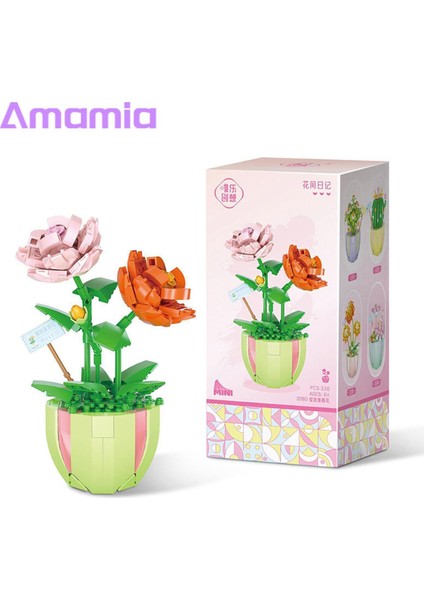 Amamia Çiçek Yapı Taşı Plastik Model Mini Bonsai Yapı Taşları Çiçek (Yurt Dışından)