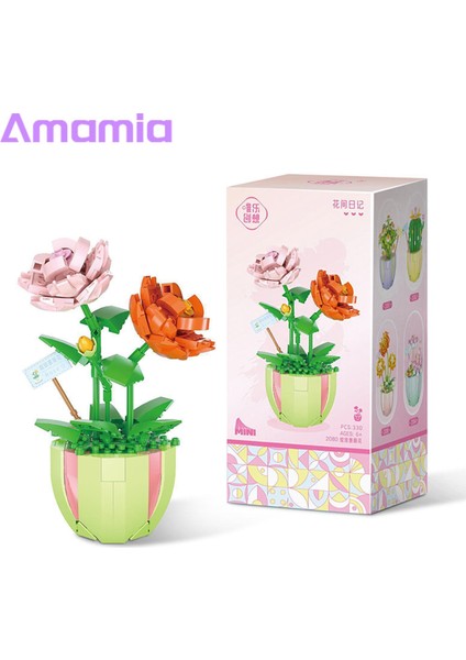Amamia Çiçek Yapı Taşı Plastik Model Mini Bonsai Yapı Taşları Çiçek (Yurt Dışından)