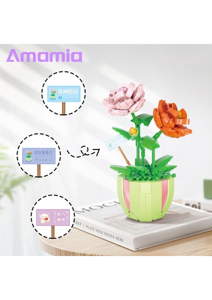 Amamia Çiçek Yapı Taşı Plastik Model Mini Bonsai Yapı Taşları Çiçek (Yurt Dışından)
