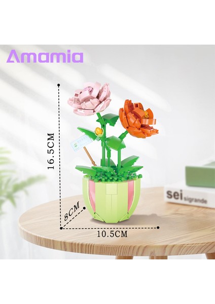 Amamia Çiçek Yapı Taşı Plastik Model Mini Bonsai Yapı Taşları Çiçek (Yurt Dışından)
