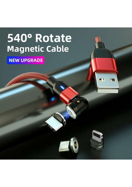 Aufu 0.5m/1m/2m/3m 540° Dönen Manyetik Kablo Uzun Mikro USB Tip C Telefon Kablosu Şarj Kablosu Tel Samsung Mıknatıs Şarj Cihazı (Yurt Dışından) fiyatları