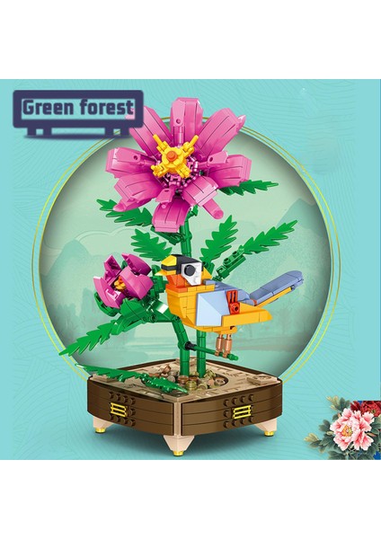 Yeşil Orman Bitki Yapı Oyuncak Buket Saksı Mini Bonsai Yapı Taşları Çiçek (Yurt Dışından)