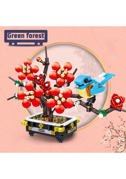Yeşil Orman Bitki Yapı Oyuncak Buket Saksı Mini Bonsai Yapı Taşları Çiçek (Yurt Dışından)