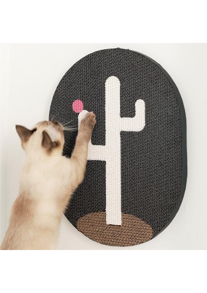 Kedi Tırmalama Tahtası Duvara Monte Ondüla Karton Kedi Tırmalayıcı - Kaktüs Desen - Siyah (Yurt Dışından)