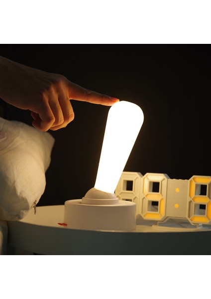 - Itiş Çek Şalteri Gece Lambası, USB Şarjlı Başucu Lambası, Silikon Mobilya Lambası, Duvar Lambası - Beyaz (Yurt Dışından)
