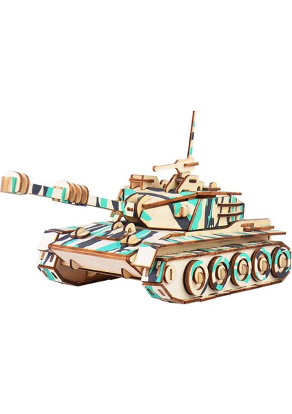 Childrenworld Ahşap Tank Yapı Taşları Çocuklar Dıy Zanaat Eğitici Bulmaca Oyuncak Ev Dekor (Yurt Dışından)