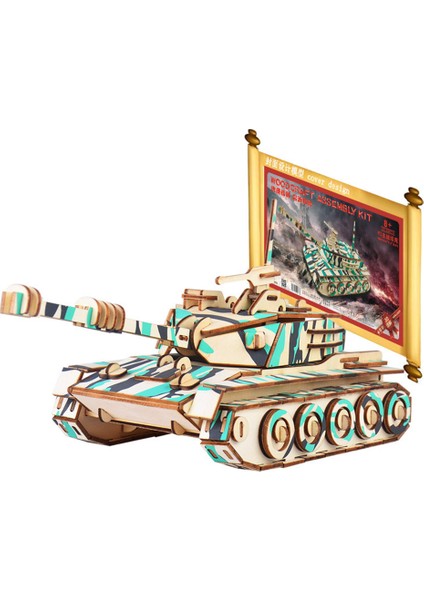 Childrenworld Ahşap Tank Yapı Taşları Çocuklar Dıy Zanaat Eğitici Bulmaca Oyuncak Ev Dekor (Yurt Dışından)