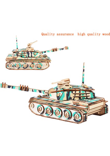 Childrenworld Ahşap Tank Yapı Taşları Çocuklar Dıy Zanaat Eğitici Bulmaca Oyuncak Ev Dekor (Yurt Dışından)