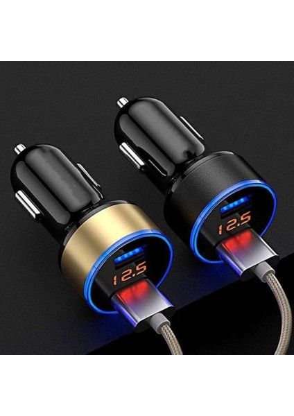 3.1A LED Ekran Çift USB Araç Şarj Cihazı Evrensel Cep Telefonu Alüminyum Araç Şarj Cihazı Huawei Xiaomi Samsung iPhone 11 Pro Max (Yurt Dışından) fiyatları