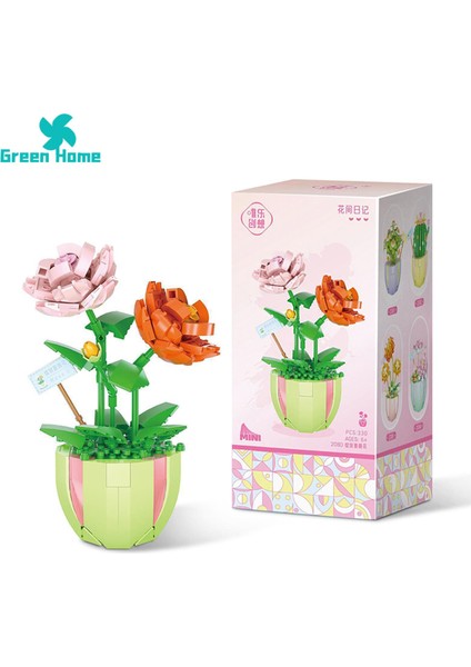 Yeşil Ev Dıy Çiçek Blokları Dıy Tuğla Kaktüs Yasemin Bonsai Çocuk Eğitici Oyuncaklar (Yurt Dışından)