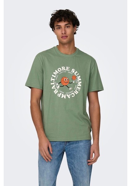 Only & Sons Onslogan Lıfe Reg Funny Ss Tee 22028178 Yeşil