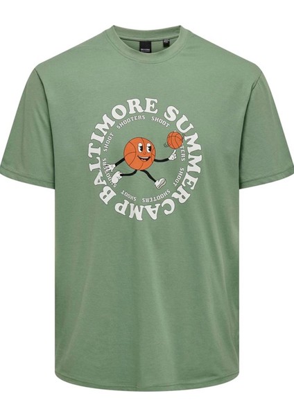 Only & Sons Onslogan Lıfe Reg Funny Ss Tee 22028178 Yeşil