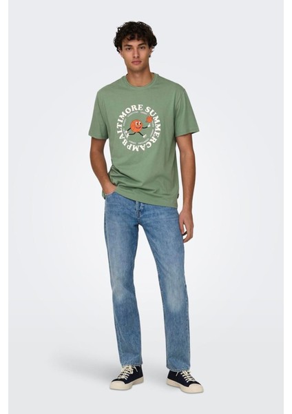 Only & Sons Onslogan Lıfe Reg Funny Ss Tee 22028178 Yeşil