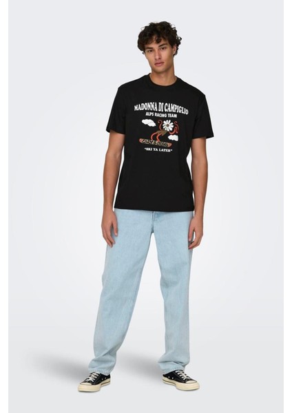 Only & Sons Onslogan Lıfe Reg Funny Ss Tee 22028178 Siyah