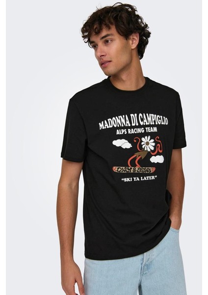 Only & Sons Onslogan Lıfe Reg Funny Ss Tee 22028178 Siyah modelleri