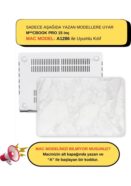 Macbook Pro Kılıf 15 inç Marble A1286 (Eski Ethernet Girişli Model 2008-2012) ile Uyumlu