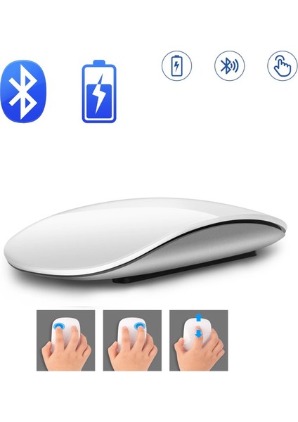 Bluetooth Touch Şarjlı Mouse Tablet Telefon Bilgisayar ile Uyumlu Sessiz Dokunmatik Kablosuz Fare