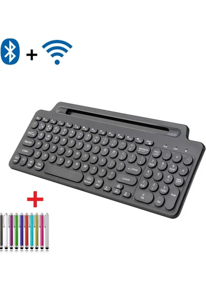 Bluetooth&wireless Kablosuz Standlı Klavye Tablet Telefon Pc Tv Laptop Mac Uyumlu Numerik Sessiz Tuş