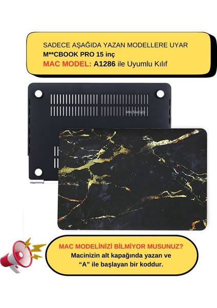 Macbook Pro Kılıf 15 inç Marble A1286 (Eski Ethernet Girişli Model 2008-2012) ile Uyumlu