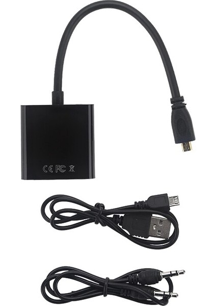 Pc / Dizüstü Tablet / Kamera / Raspberry Pi 4b Için 3,5 mm Ses Kablosu ve USB Dönüştürücü ile Mikro HDMI Uyumlu VGA Adaptörü (Yurt Dışından)