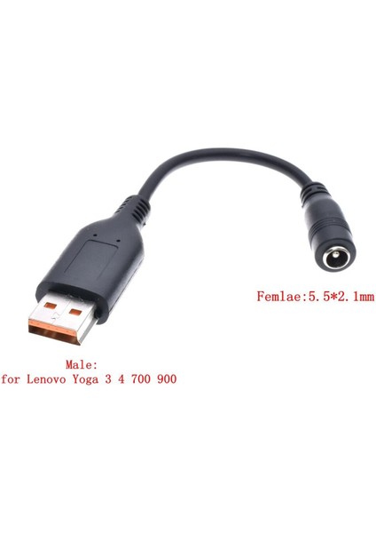 5.5x2.1mm Dc Güç Adaptörü Dönüştürücü Fiş Kablosu Dişi USB Erkek Konnektör Kablosu Lenovo Yoga 3 4 700 900 Laptop Şarj Cihazı (Yurt Dışından)