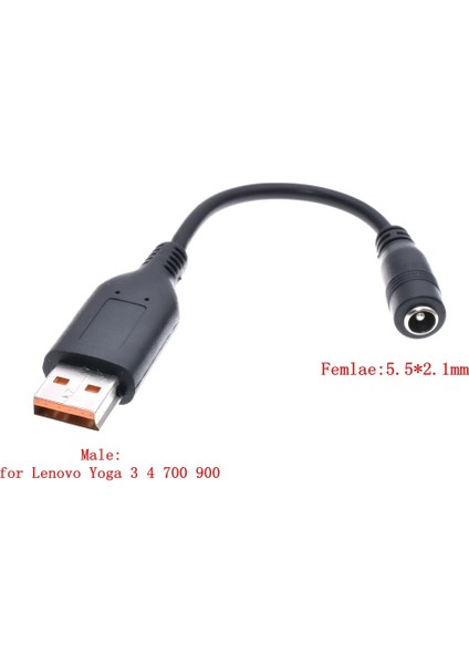 5.5x2.1mm Dc Güç Adaptörü Dönüştürücü Fiş Kablosu Dişi USB Erkek Konnektör Kablosu Lenovo Yoga 3 4 700 900 Laptop Şarj Cihazı (Yurt Dışından) fiyatları