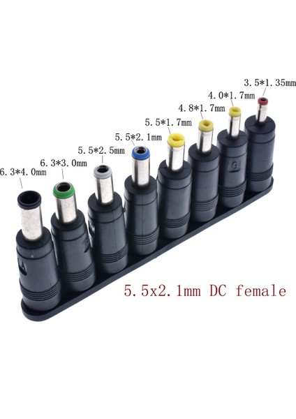 Adet Dc 5.5x2.1 mm Dişi Jak Fiş Adaptörü Konnektörleri 6.3 6.0 5.5 4.8 4.0 3.5mm 2.5 2.1 1.7 1.35MM Erkek Ipuçları Güç Adaptörü (Yurt Dışından)