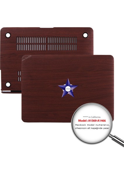 Macbook Air Kılıf 13 inç Wood01 (Eski USB'li Model 2010-2017) A1369 A1466 ile Uyumlu