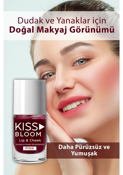 Kiss & Bloom Doğal Görünümlü Dudak ve Yanak Renklendirici Lip & Cheek Pink 11 ml